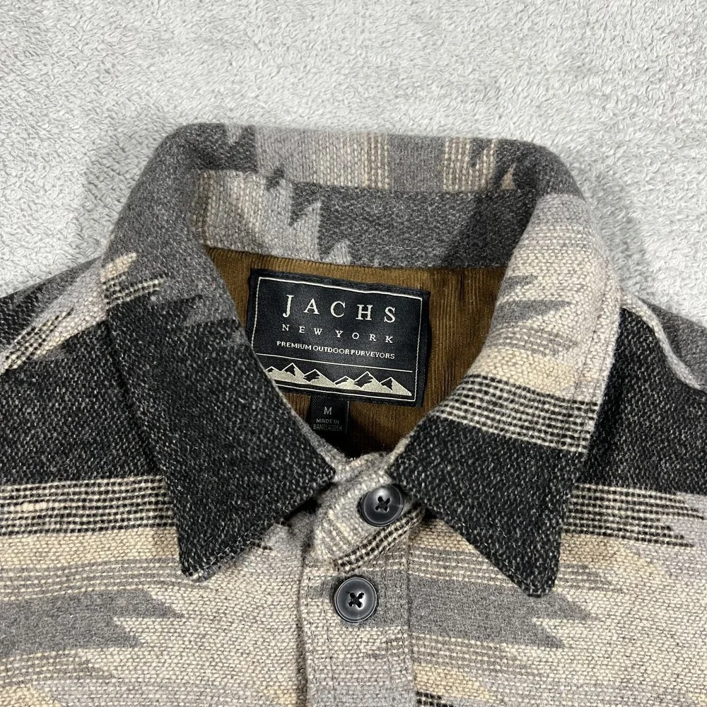 Jachs New York Shirt Jacket Mens Medium Shacket Sherpa Lined Aztec Wool Blend